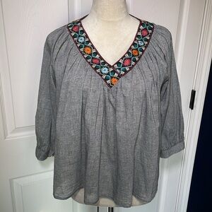 Anthropologie Eri + Ali Everleigh Kaleidoscope Cotton Blouse Size Medium
